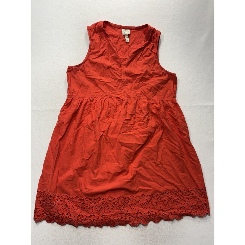 St. John's Bay Dress Womens XL Red Sleeveless Eyelet Hem Cotton Sundress